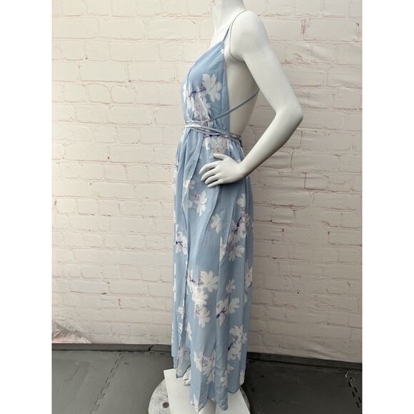 Simplee Women's Sexy Deep V Neck Backless Floral Print Split Maxi Party Dress L - Picture 8 of 12